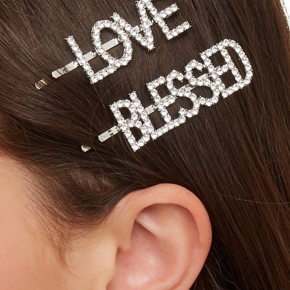 Silver Diamante Six Pack Hair Clips - Picture 5 of 5